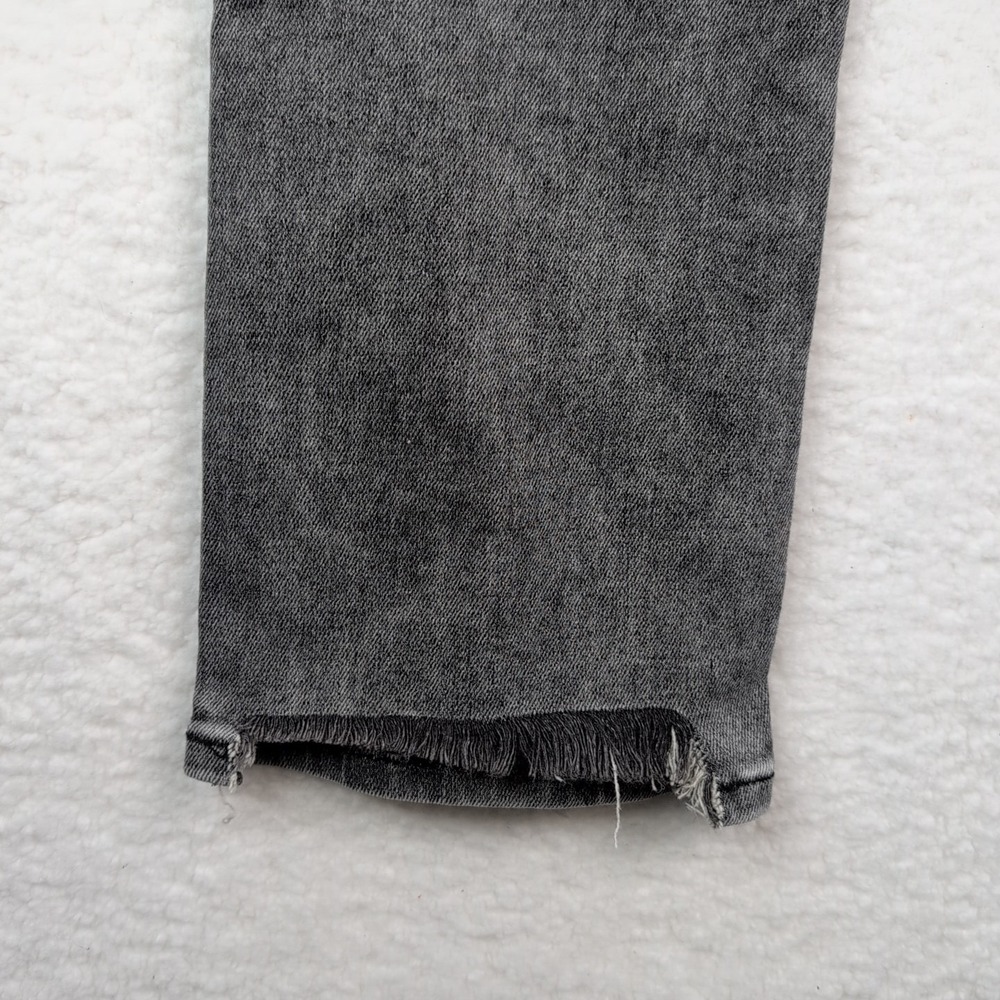 Risen Jeans Women's Size‎ 28 Gray Denim Straight Leg High Rise Dark Wash Cut Hem - Picture 6 of 9